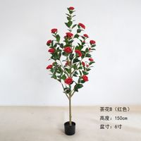 Arbre artificiel en camélia en plastique de qualité supérieure, plante en pot décorative d'intérieur, 100 cm-200 cm, pot noir, salon