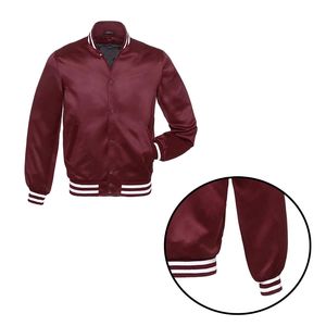 Chaqueta Universitaria de Satén Personalizada en Oferta |   Chaqueta Bomber de Béisbol para Hombre, Transpirable, de Spandex/Poliéster, Cierre de Cremallera, Estilo Casual - Product Image 4