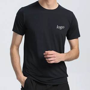 T-Shirt de gymnastique pour hommes de haute qualité 95% coton 5% Spandex séchage rapide à manches courtes entraînement Fitness chemise tissu tricoté - Product Image 3