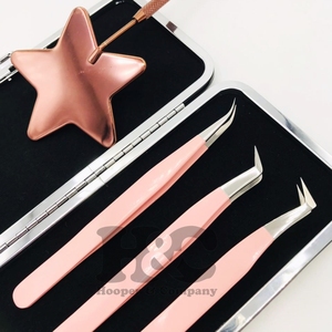 แหนบสำหรับต่อขนตาแบบใหม่คีมคีบสำหรับต่อขนตาที่ต่อขนตาที่หนีบสแตนเลสโลโก้ขนมิงค์แบบยั่งยืนกระจกปลายแหลม - Product Image 5