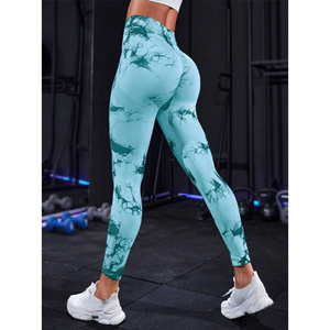 Custom Logo Women <b>Seamless</b> <b>Leggings</b> Tie Dye Sports High Waist Scrunch Butt Lifting Tummy Control Breathable Yoga Pant - Product Image 5