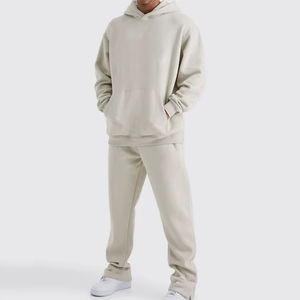 Sudadera con capucha y Pantalón de algodón de gran tamaño para hombre de alta calidad personalizada, ropa de calle con hombros caídos, pantalones de chándal con capucha para invierno - Product Image 1