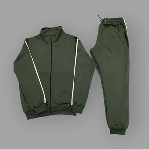 Chándal estampado a prueba de viento ecológico de algodón 100% para hombre Conjuntos de estilo de patrón sólido - Product Image 1