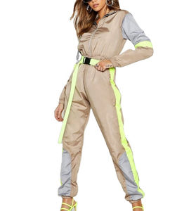 Custom Color Block <b>Women</b> <b>Nylon</b> Tracksuit Zip Up Crop Top Summer Wear Custom Mesh Lining Patchwork Color Windbreaker Suit <b>Women</b> - Product Image 1