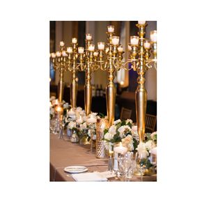 Candélabre en cristal à 5 bras en métal de conception indienne pour la décoration de fête de mariage et d'événement à la maison forme personnalisée taille régulière - Product Image 5