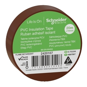 Nastro isolante Thorsman SCHNEIDER ELECTRIC 2420107, 19 mm x 20 m, marrone, set da 8 - Product Image 1