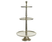 Support à gâteau décoratif en métal haut de gamme avec gravures florales de style baroque et base solide et durable pour servir des gâteaux de boulangerie de luxe