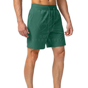 Shorts de sport pour hommes style urbain à séchage rapide avec taille élastique, motif uni, doublure intérieure et poches pour la course à pied – Vente en gros - Product Image 2