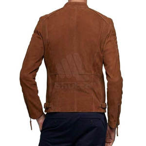 Vestes en daim pour hommes avec col montant et logo sur le devant - Design moderne pour le streetwear et le quotidien - Product Image 3