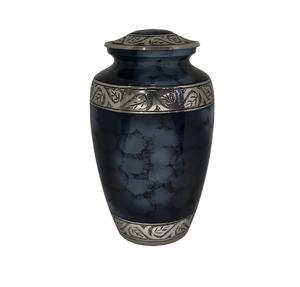 โกศอลูมิเนียมทองเหลืองอินเดียทำด้วยมือสำหรับผู้ใหญ่โกศสีฟ้าเทาการออกแบบงานขี้เถ้า - Product Image 1