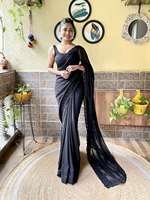 Sari de Seda Viscosa con Diseño Nuevo y Atractivo + Blusa, Listo para Usar, Estilo Pakistaní para Bodas y Fiestas