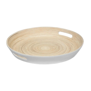 ถาดเสิร์ฟทรงกลมไม้ไผ่ปั่นเป็นมิตรกับสิ่งแวดล้อมที่มียอดขายสูงสุดพร้อมที่จับถาดผลไม้เครื่องใช้ในบ้านที่ทําด้วยมือจากเวียดนาม - Product Image 5