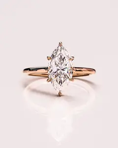 Marquise Cut Natural White Diamond Ring 2.7 CT E/VS2 Hidden Halo Wedding Ring 14K White/ Yellow Gold Wedding Ring Drop Shipping