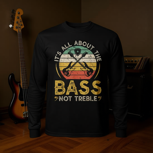 T-shirt a maniche lunghe per chitarristi di basso elettrico retrò. Tutto è una questione del basso, non del soprano. - Product Image 3