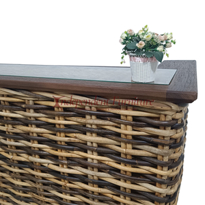 Wholesale Polished Brown Rattan Wood <b>Bar</b> Counter for Dining and <b>Kitchen</b> Natural Furniture for Hotel Restaurant Home - Product Image 4