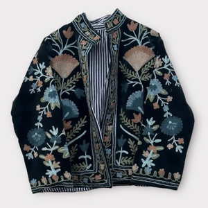 Veste indienne en coton Suzani faite à la main Veste courte brodée à la main Manteau unisexe Veste courte Suzani faite à la main - Product Image 5