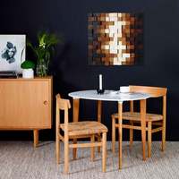 Décoration murale en mosaïque de bois de pin recyclé fait main Sweet Home, couleurs personnalisables, finition à l'huile organique, accent élégant pour le bureau