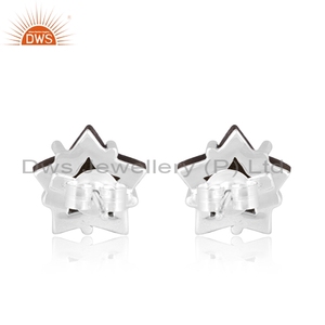DWS Jewellery Boucles d'oreilles tendance en obsidienne dorée sur étoile en argent pour mariage, fête et cadeau. - Product Image 2