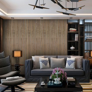 แผ่นไม้อะคูสติกที่ทันสมัยเป็นมิตรต่อสิ่งแวดล้อมพื้นผิวเรียบลายไม้ลายไม้ตกแต่งผนังบ้านสำนักงานอพาร์ทเม้นโรงพยาบาล - Product Image 4