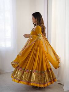 Indian Ethnic Wear Ready Made Heavy Georgette Embroidery Work Salwar Kameez Lace Border Dupatta Set Party Quick Dry All Seasons - Product Image 6