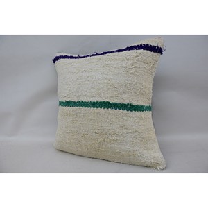 Cojín étnico de lana a rayas vintage de 18x18 pulgadas - Product Image 3
