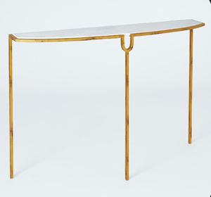 Table console Table d'appoint moderne en verre métal en or décoration de chambre à coucher en fer café et Table console - Product Image 4