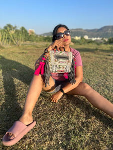 New Arrival Real Handmade Rajasthani Women Tribal Multi Color Cotton Fabric Boho <b>Hippie</b> Suede Leather Fringe Tassel Banjara <b>Bag</b> - Product Image 5