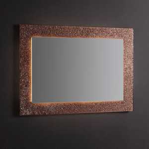 <b>Rectangular</b> LED <b>Mirror</b> with Bronze Fused Glass Grit Frame 98x70 Inches - Product Image 1