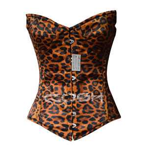 Corset de mode imprimé léopard avec baleines en acier, corset overbust pour le modelage de la taille - Product Image 1