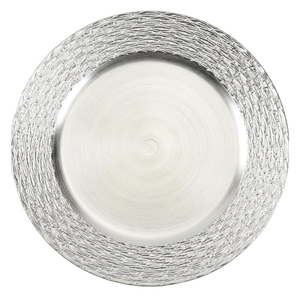 Plateau rond en laiton plaqué argent marocain fait à la main en gros, plateau de service en métal gravé oriental, décoration d'intérieur à bas prix - Product Image 5