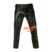 Pantalons en cuir pour hommes personnalisés, pantalons empilés, punk, hip hop, broderie, patch, pantalons en cuir pour hommes