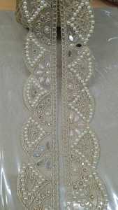 Custom Made in Scalaping Designed Machine Embroidered Ribbons in Abstract Designs & in Two <b>Colours</b> for Wedding Dresses. - Product Image 5