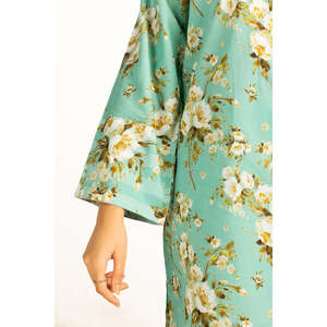 Ensemble coordonné décontracté pour femmes en tissu crêpe vert marine imprimé, taille XXS, tenue 2 pièces pour le printemps/été - Product Image 3