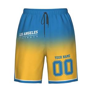 Pantalones cortos de playa personalizados de secado rápido 100% poliéster para hombre con estilo de calle bordado Diseño de fútbol nombre/Número cintura elástica - Product Image 5