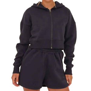 Ensemble de vêtements de sport unisexe en coton 100% avec logo personnalisé, 2 pièces, avec short de survêtement et sweat-shirt à capuche - Product Image 1