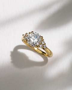 แหวนหมั้นเพชรโมอิสทรงกลมตัด8มม. | ลูกแพร์และหินกลม | เครื่องประดับเจ้าสาวสีเงินทองสำหรับงานแต่งงาน - Product Image 3