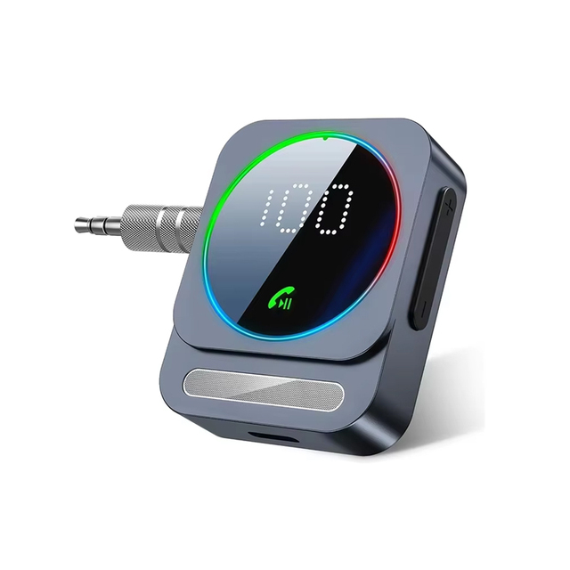 Justlink BT 5.3 Receiver AUX Audio Adapter Handsfree Car Kit with Mic LED Display for Car Speaker Headphone