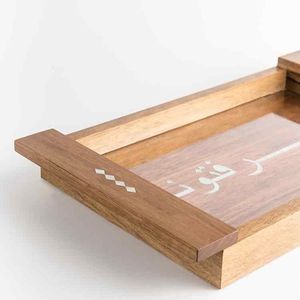 Bandeja de servicio de madera con incrustaciones de fregona de alta calidad hecha a mano, forma rectangular para decoración de Ramadán, uso en la cocina, venta al por mayor de Vietnam - Product Image 3