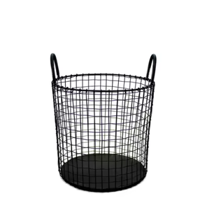 Panier en métal rond noir mat organisateur de stockage de cadeaux décoratifs avec poignées cuisine salle de bain décor à la maison paniers - Product Image 2