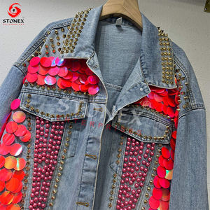 New Arrival Latest Design <b>Rhinestone</b> <b>Jacket</b> for Women Denim <b>Jacket</b> High Quality Women Jean <b>Jacket</b> - Product Image 3
