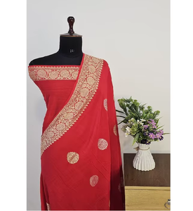 Sari Banarasi Tassur Kadhwan traditionnel, artisanal et pur, tissé à la main, en tissu haut de gamme, pour tenue de fête ethnique, protection solaire - Product Image 1