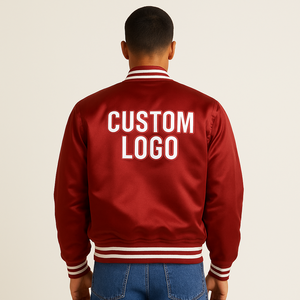 Blouson Bomber en Satin Personnalisé pour Hommes Style Universitaire Premium avec Logo Brodé, Approvisionnement en Gros Direct Usine OEM/ODM - Product Image 3