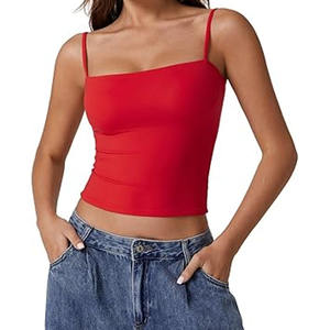 Camiseta sin mangas Lisa recortada para mujer al por mayor, ropa de calle sin costuras, camiseta sin mangas de punto acanalada elástica, camiseta sin mangas informal Sto - Product Image 2