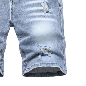 Pantalones cortos de mezclilla desgastados para hombre con logotipo personalizado a la venta 100% algodón casual patrón sólido ropa de calle Estilo Vintage - Product Image 5