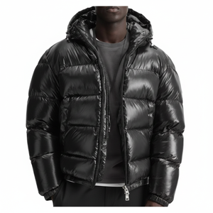 Chaqueta Acolchada de Algodón Casual Corta para Hombre, Estilo Europeo Americano, con Capucha Desmontable, Cierre Frontal, Chaqueta de Invierno - Product Image 1