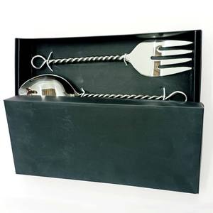 Ensemble de cuillères de service de fruits à salade et fourchette Ensemble de service de salade à poignée pleine torsion et boucle Outils de fruits et légumes Ensembles de conception royale - Product Image 2