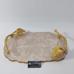 Bandeja de Servicio Móvil de Resina Moderna de Primera Calidad para Mayoristas, Bandeja Decorativa Hecha a Mano para Decoración del Hogar - Product Image 3