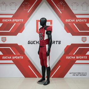 ชุดยูนิฟอร์มอเมริกันฟุตบอลระดับพรีเมียม สีแดงเข้ม ผ้าระบายอากาศดีเยี่ยม เย็บตะเข็บอย่างแข็งแรง พิมพ์หมายเลขตามสั่ง กางเกงทนทาน - Product Image 3