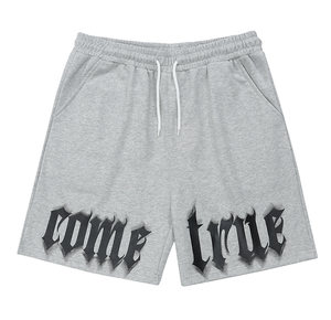 Pantalones cortos de lana personalizados para hombre con bolsillos ajustables en la cintura suave transpirable gimnasio y pantalones cortos de sudor de patrón sólido informal - Product Image 1