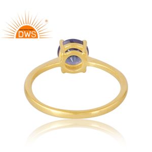 Última Venta de plata de ley 925 chapado en oro de 18 quilates anillo de piedras preciosas de tanzanita Natural joyería fina Demi para mujer regalo para ella - Product Image 3